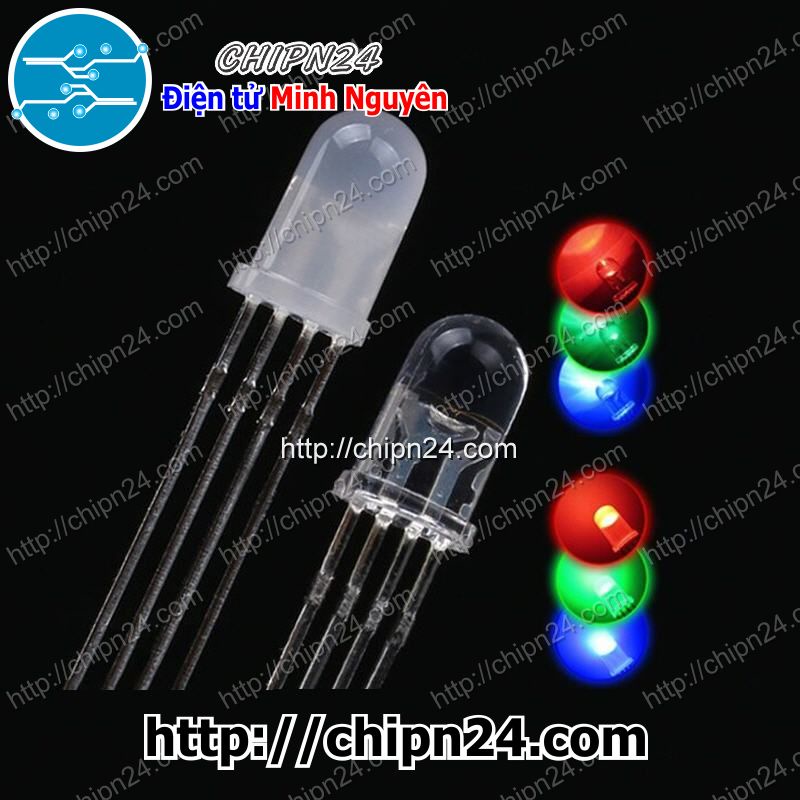 [10 CON] (TK1) Led 5mm ĐỤC 7 Màu RGB 4 chân A chung