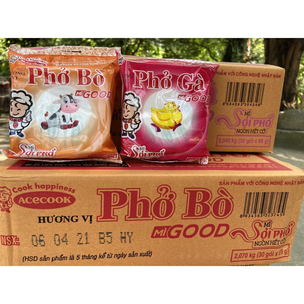 THÙNG 30 GÓI MÌ SỢI PHỞ ACECOOK VỊ GÀ