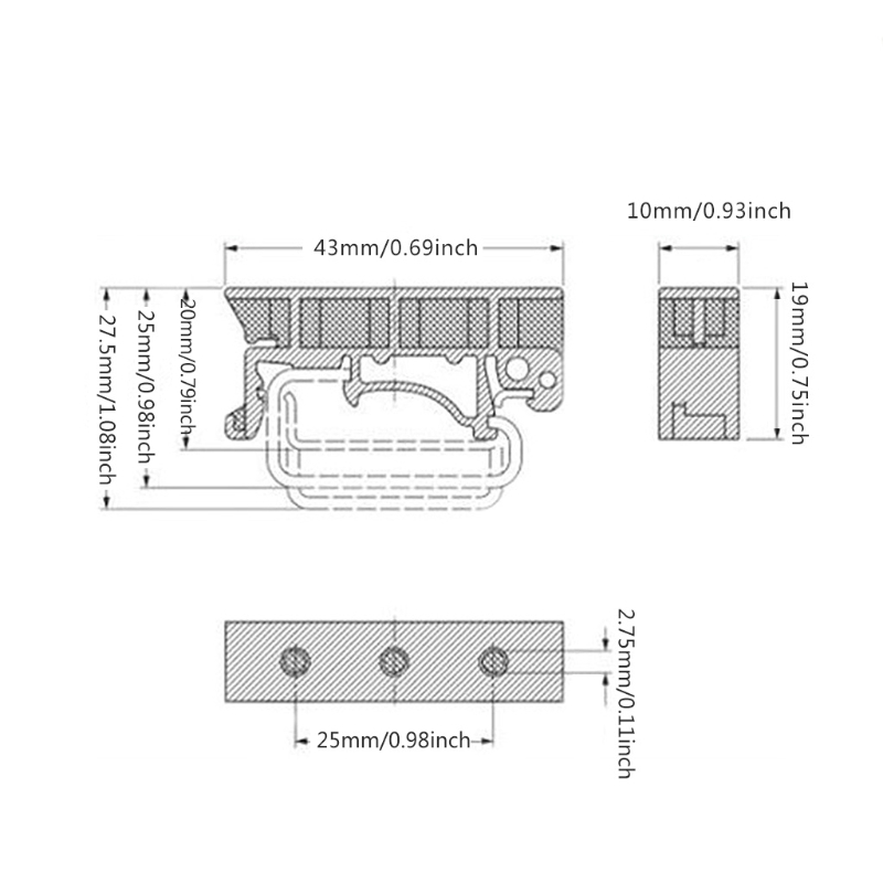 Bộ 2 kẹp chuyển đổi mạch PCB thanh ray Din Rail 35mm chuyên dụng