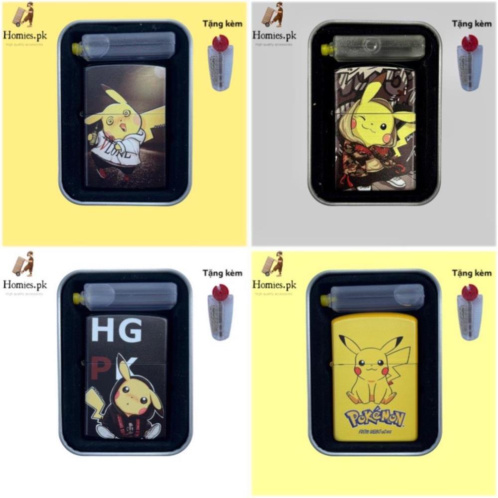 Combo Vỏ Zịppo Kim Loại Cao Cấp hình Pikaa, chống va đập, đẹp độc lạ, thiết kế bởi Homies.pk