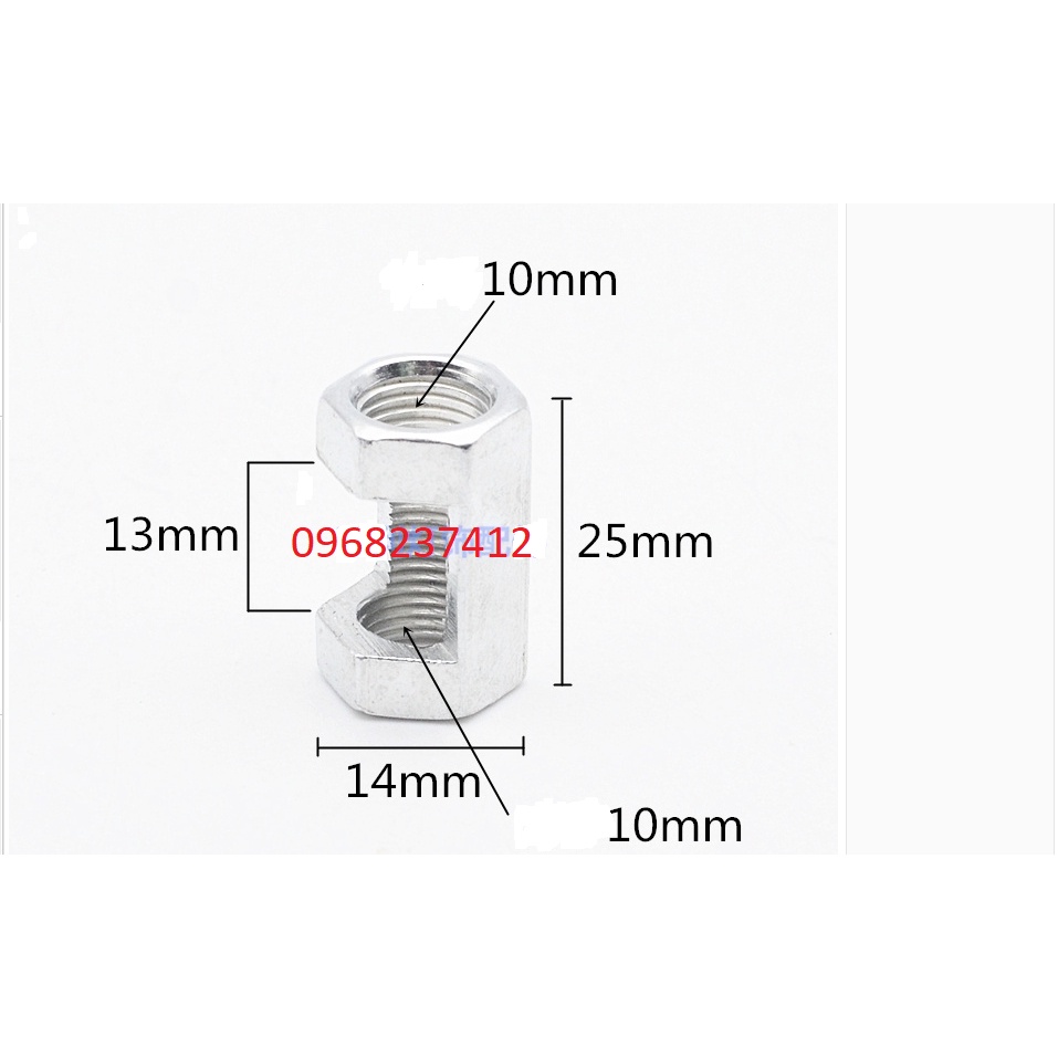 Phụ kiện DIY đầu nối ty ren M10 hình lục giác hở