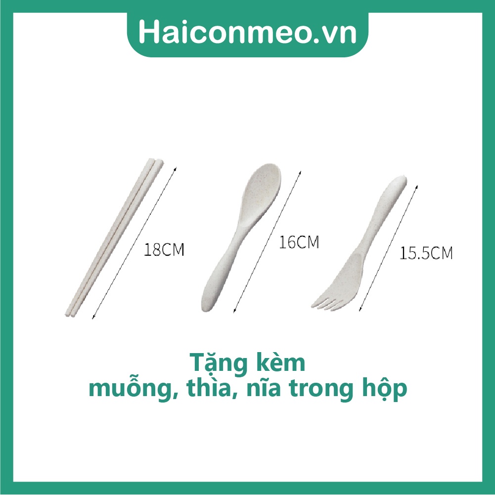 Hộp đựng cơm lúa mạch 2 tầng có quai xách 800ml