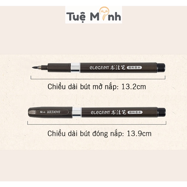 Bút lông đầu cọ viết brush letering nét thanh nét đậm, thư pháp Baoke B27