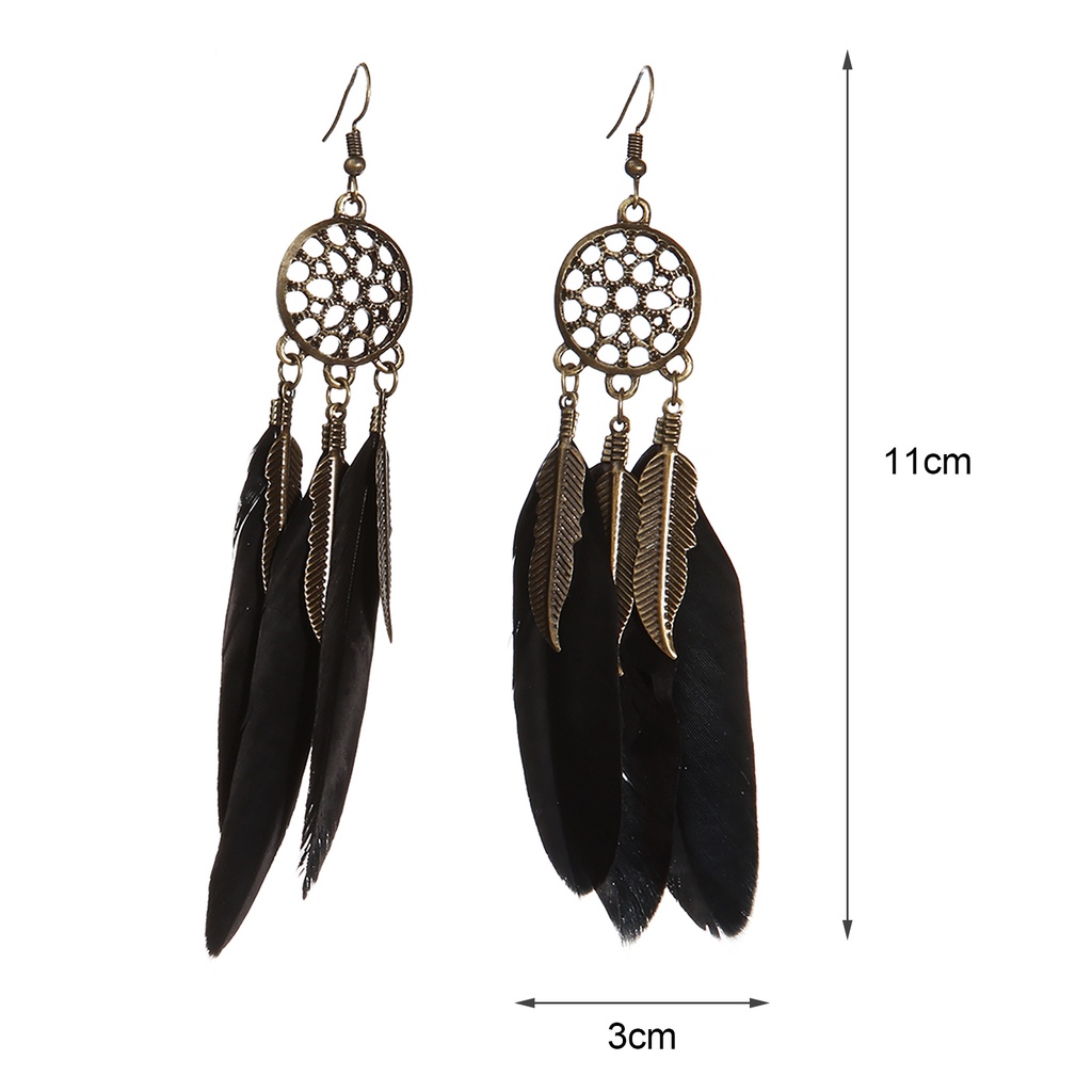 Cặp khuyên tai thiết kế lông vũ phong cách Bohemian cổ điển dành cho nữ