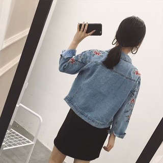 ÁO KHOÁC JEAN FORM RỘNG THÊU HOA