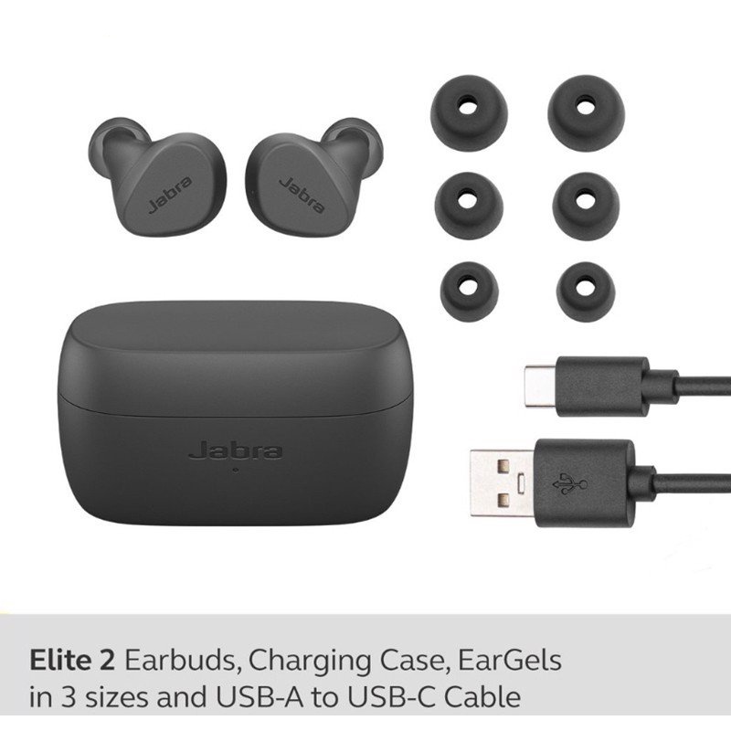 Tai Nghe Bluetooth Nhét Tai Nghe Nhạc, Đàm Thoại Nhỏ Gọn, Chống Nước IP55 Jabra Elite 2 - Hàng Chính Hãng