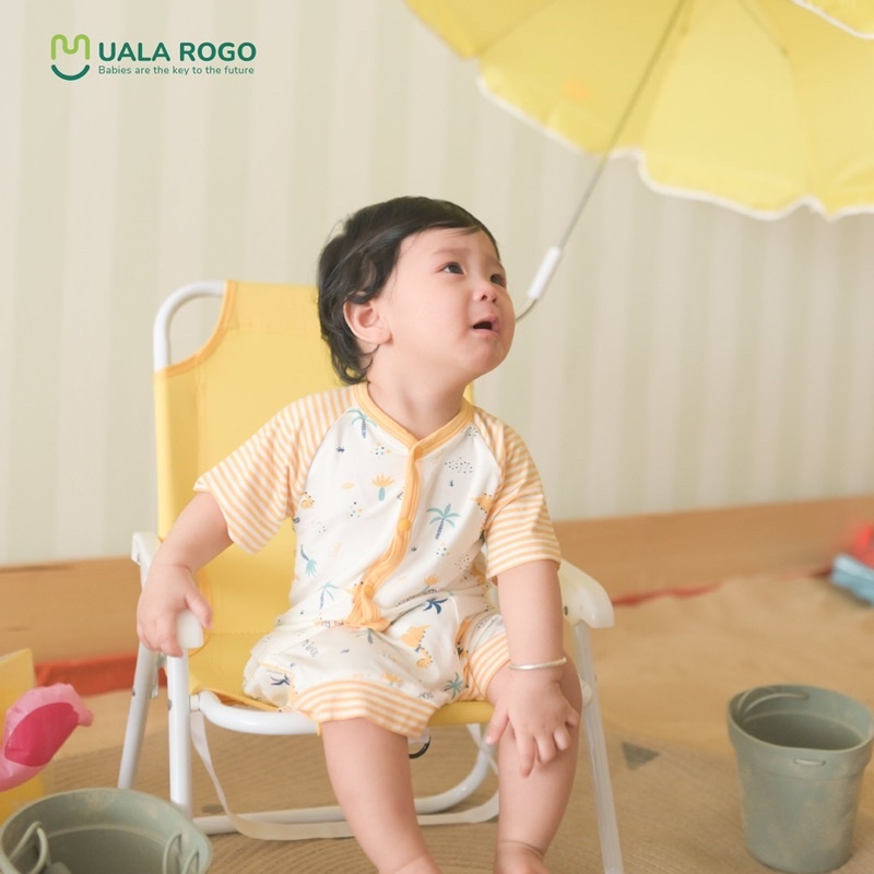 [3-24M]Bộ body; cúc giữa cộc tay Bambus Uala Rogo cho bé trai bé gái