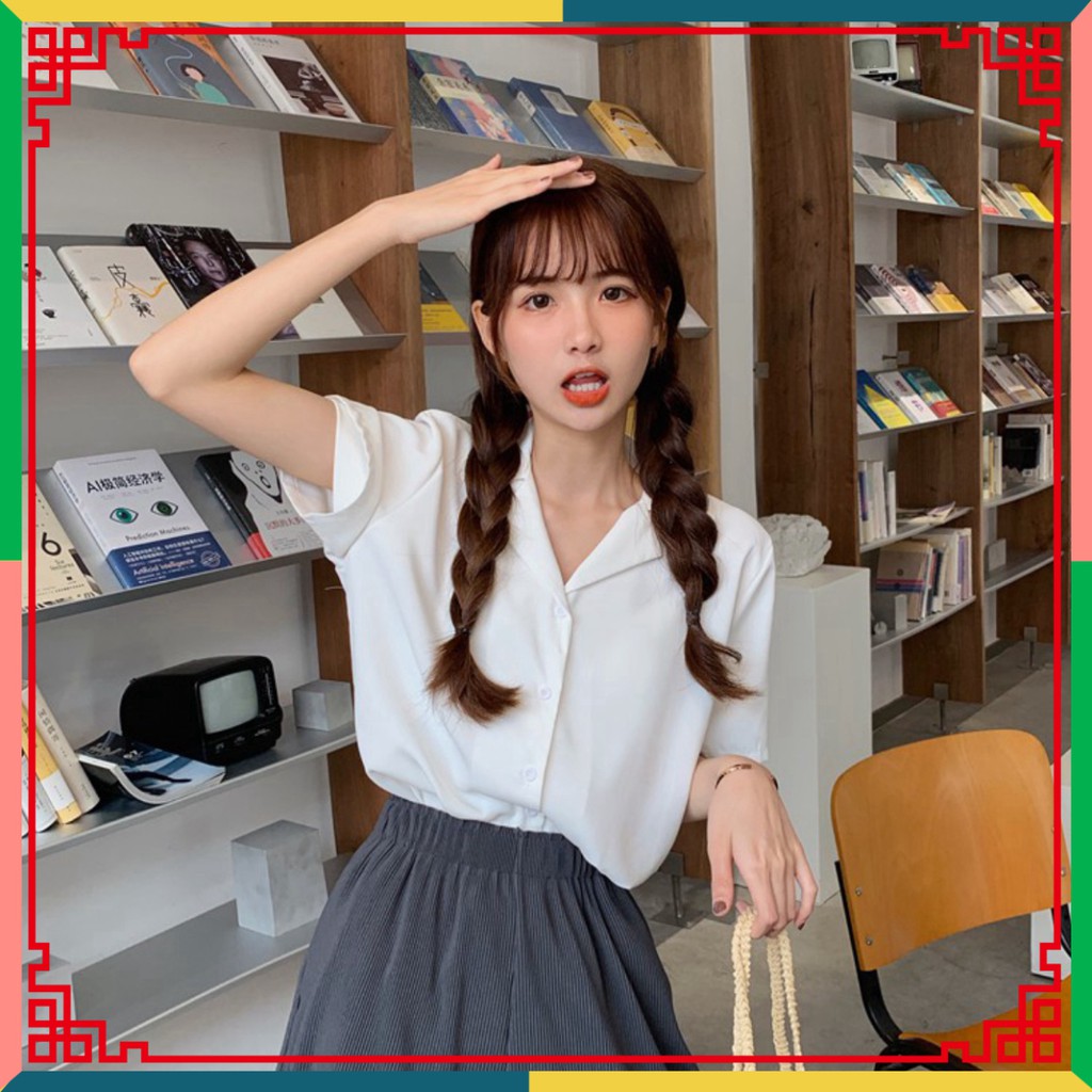 Áo Sơ Mi Tay Ngắn Cổ Bẻ Phong Cách freeship huongmitxu