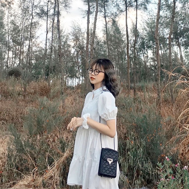 Váy babydoll xòe vai phồng chống nhăn trắng tingoan BLOW ME DRESS/WH | BigBuy360 - bigbuy360.vn