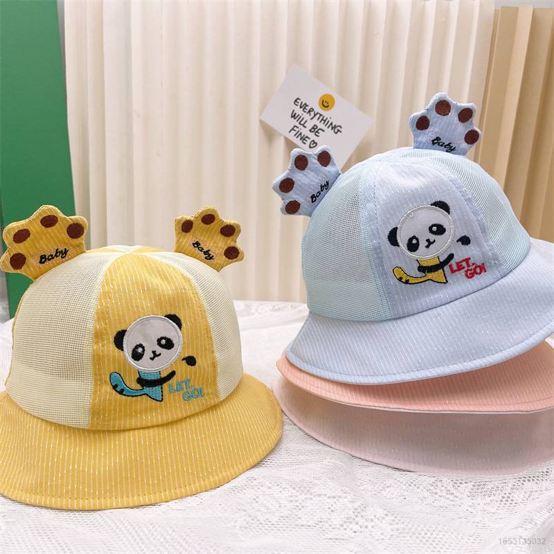 Nón Tai Bèo Phối Lưới In Hình Gấu Trúc Chống Nắng Thời Trang Cho Bé Acf 8-18 M
