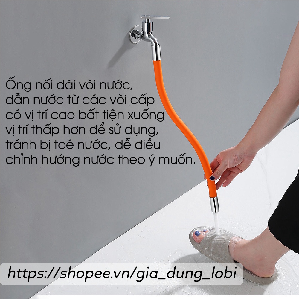 ống nối dài vòi nước phi 21mm linh hoạt xoay 720° theo mọi hướng, ống nước mở rộng silicone