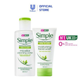 Combo Sữa rửa mặt Simple Moisturising Facial 150ml + Nước Tẩy Trang Simple Micellar Water 200ml