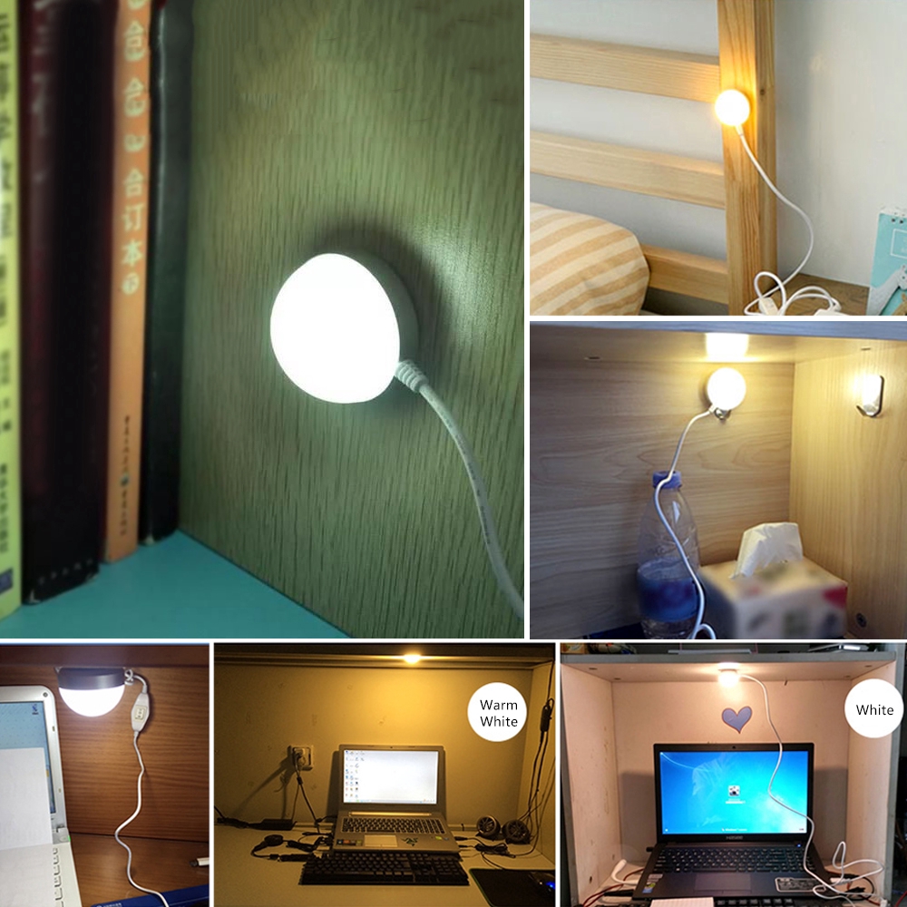 Đèn ngủ đọc sách để bàn USB bóng LED mini 2W 5V có công tắc