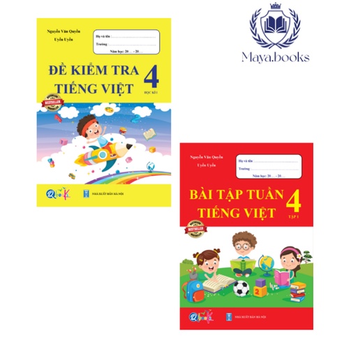 Sách - Bộ 2 quyển bài tập tuần và đề kiểm tra Tiếng Việt lớp 4 học kì 1