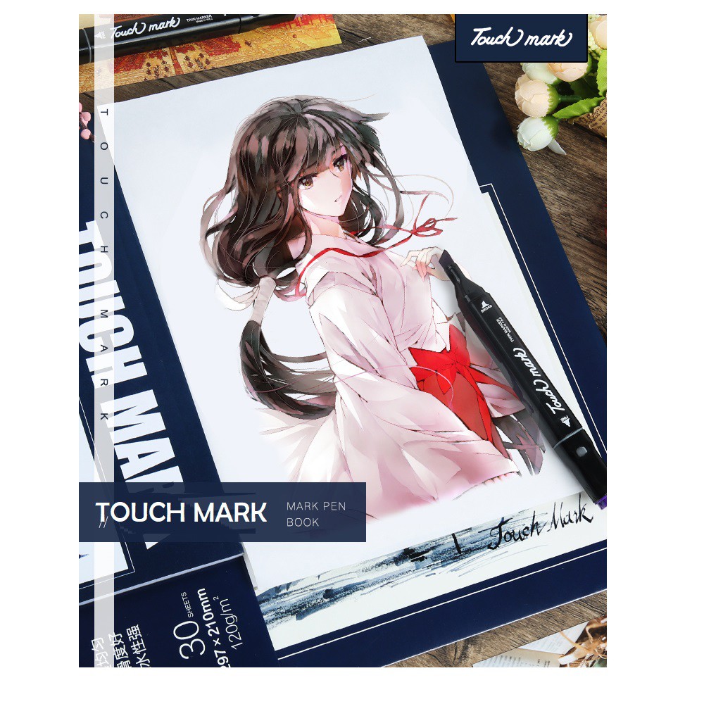 Giấy vẽ màu dạ marker Touch Mark size B5 230x170mm 120gsm gồm 30 tờ chuyên vẽ tranh anime, manga, thiết kế thời trang