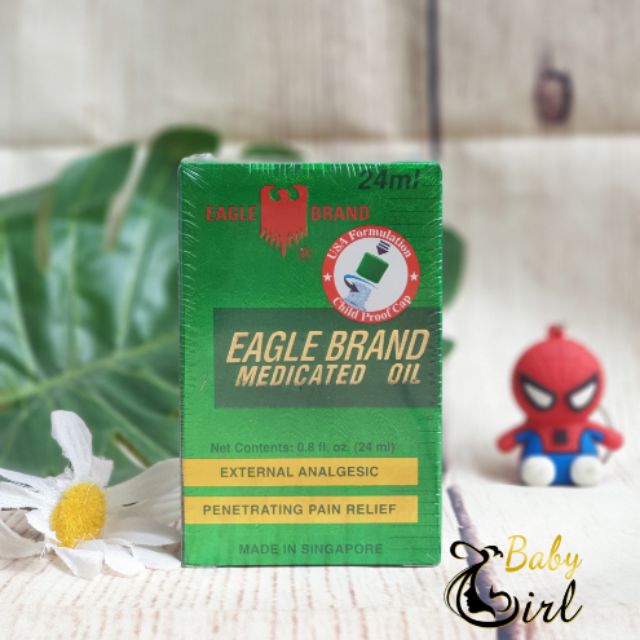 [Dầu 2 nắp] Dầu Gió Xanh Con Ó Eagle Brand Medicated Oil&lt;br&gt;24ml