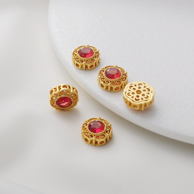 Chuỗi Hạt Cườm Đồng Mạ Vàng 18k Nhiều Màu Sắc Dùng Làm Trang Sức Thủ Công