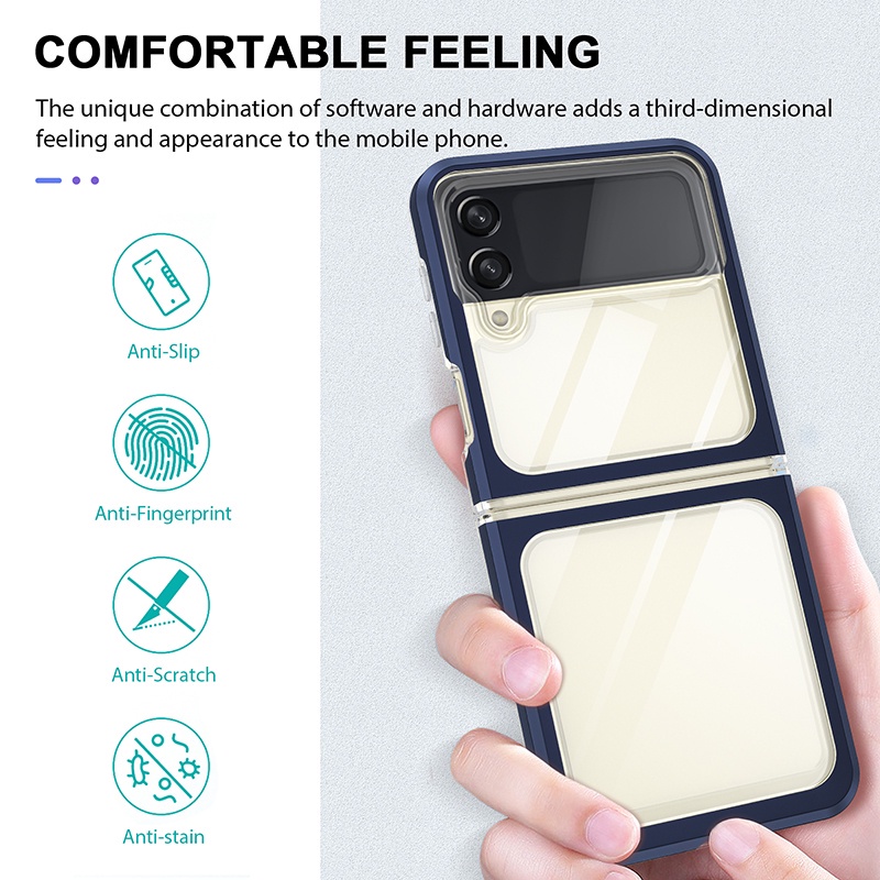 Samsung Galaxy Z Flip 3 Case Transparent Shockproof Acrylic Z Fold 3 Armor Cover