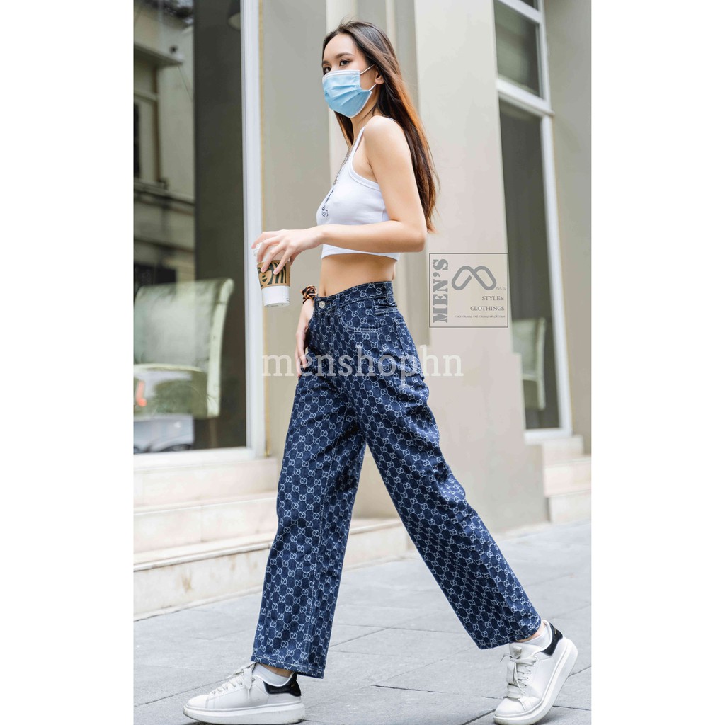 Quần Jean Nữ, lưng cao dáng suông rộng - quan jeans GU-SUONG - [Ảnh thật] Shop tự chup - Mẫu [Có sẵn] tại kho HELLOYOU