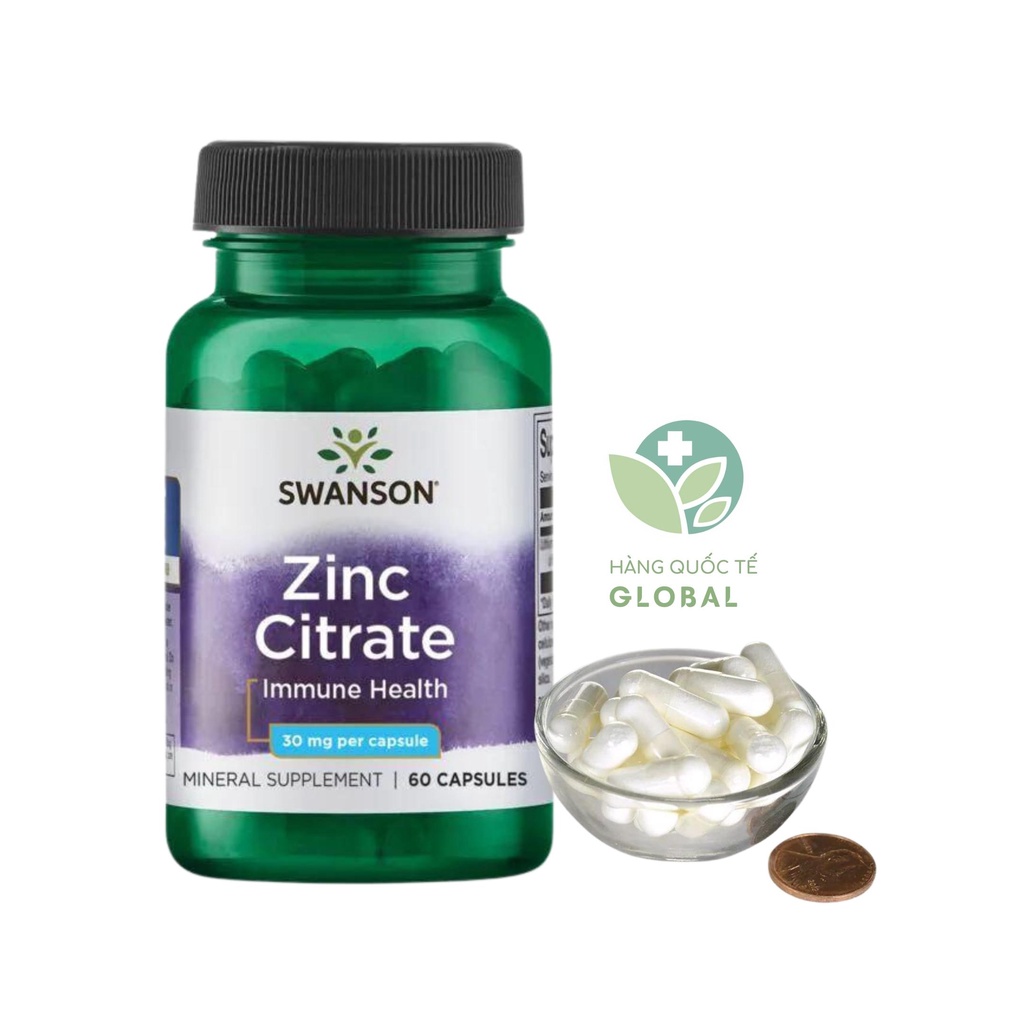 SWANSON ZINC CITRATE, 60 viên, Hỗ trợ tăng cường sức đề kháng - Y Dược Xanh