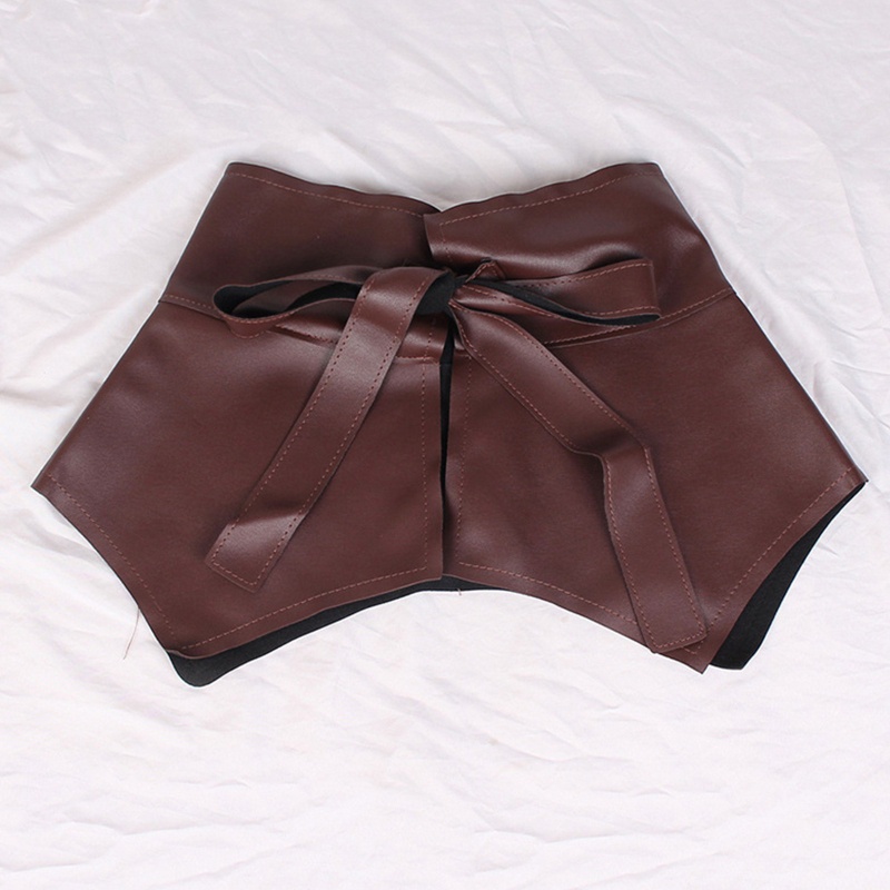 Thắt Lưng Bản Rộng Giả Da Phối Bèo Màu Trơn Phong Cách Vintage Cho Nữ