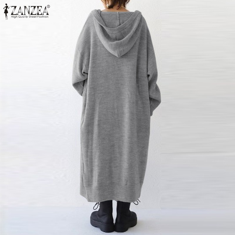 Áo Khoác Zanzea Dáng Dài Có Mũ Trùm Thời Trang Hàn Quốc Cá Tính | BigBuy360 - bigbuy360.vn