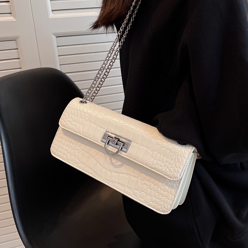 Túi Đeo Chéo Dáng Vuông Nhỏ Vân Da Cá Sấu Thời Trang Cao Cấp Cho Nữ
