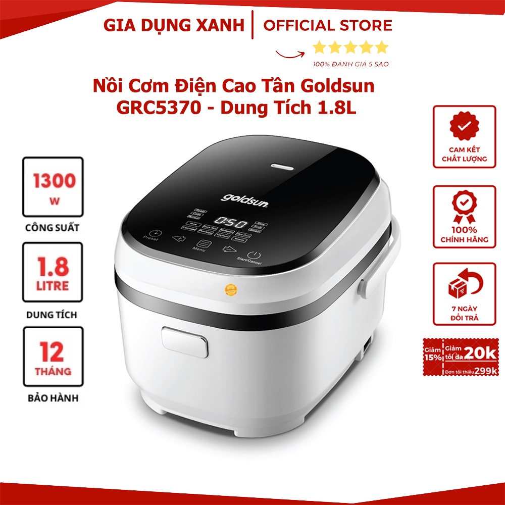 Nồi cơm đa năng, Nồi cơm điện cao tần Goldsun GRC5370 1.8L, 1300W, Điều khiển cảm ứng, 14 chức năng, BẢO HÀNH 12 THÁNG
