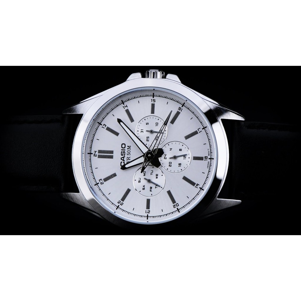 Đồng Hồ Nam Casio MTP-SW300L-7AV Dây Da Đen - Mặt Màu Trắng
