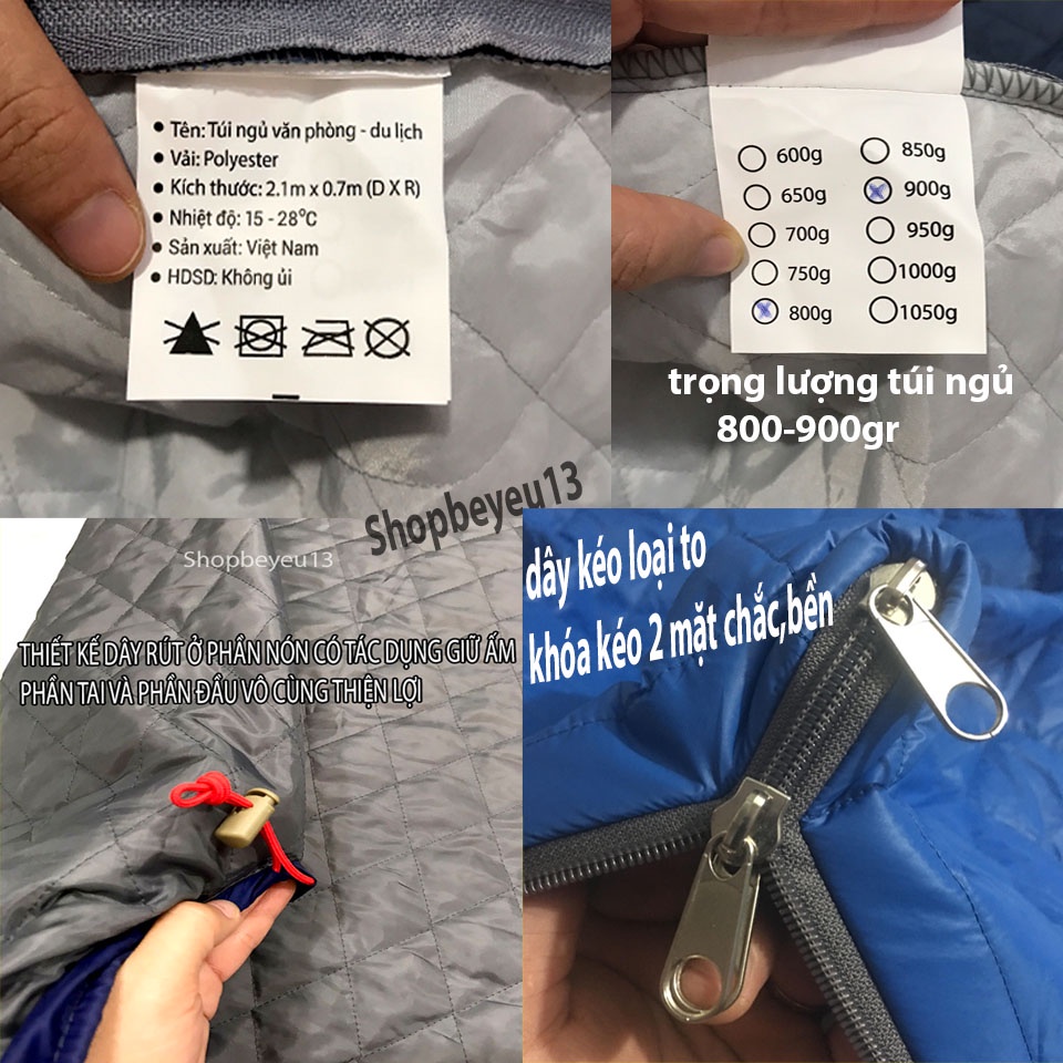 Túi ngủ văn phòng,du lịch chần bông 2 mặt cao cấp(không bị vón bông khi giặt)