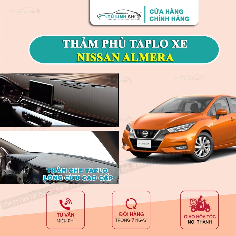 Thảm taplo NISSAN ALMERA chính hãng MINCAR hoặc bằng lông Cừu 3 lớp và Da Cacbon