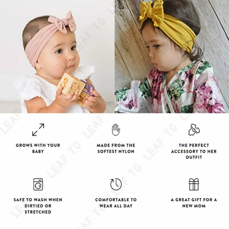 Băng Đô Mềm Đính Nơ Xinh Xắn Cho Bé Gái Từ 1-10 Tuổi