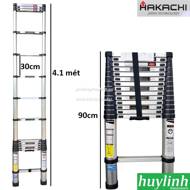 Thang nhôm rút đơn Hakachi HT-410CP - 4.1 mét