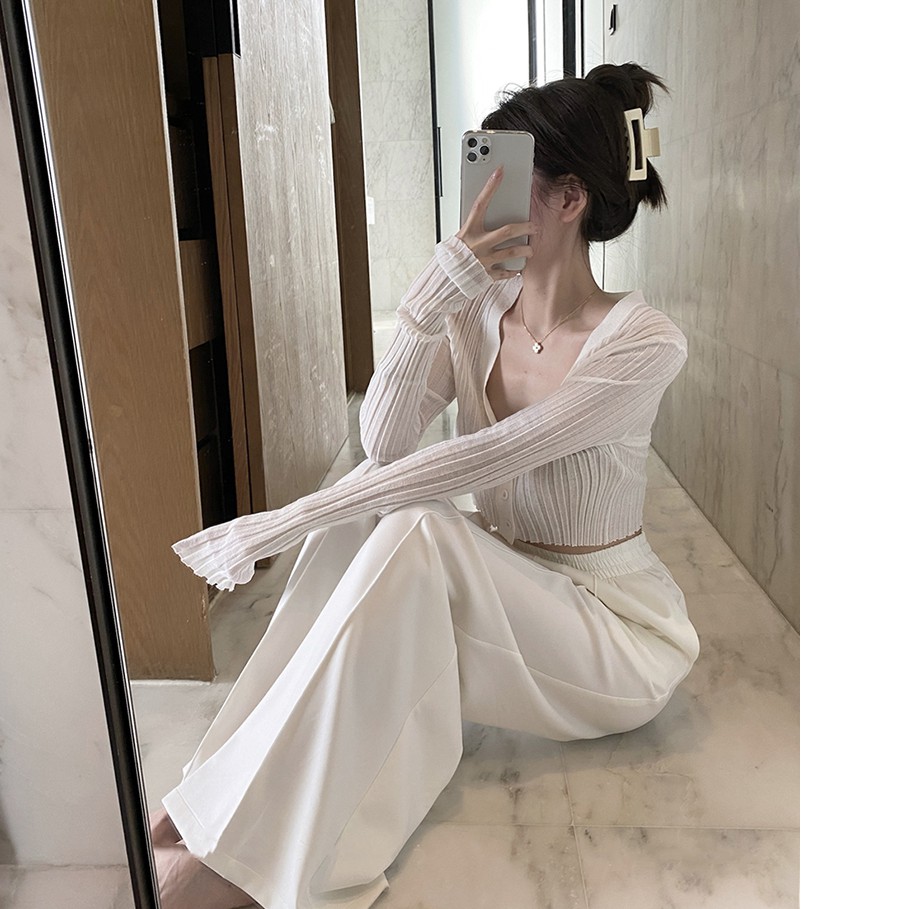 【Cocory】 Áo Khoác Cardigan Chất Liệu Xuyên Thấu Quyến Rũ Dành Cho Nữ
