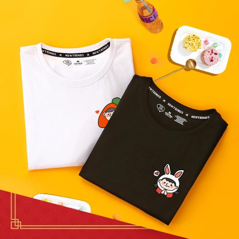 [Hàng Xịn, Gía Tốt] Áo Phông Thun Nữ Tay Ngắn Icon Họa Tiết Cô Bé Tai Thỏ Hàn Quốc - Unisex - Cotton - Mã AT029