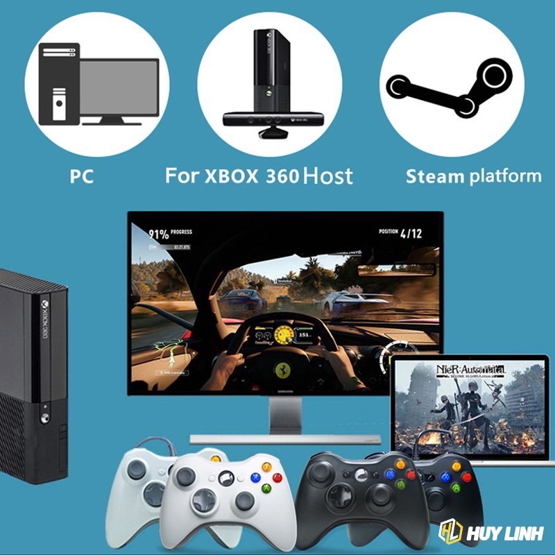 Tay Cầm Xbox 360 Có Dây Chĩnh Hãng Chơi mọi loại gaming cắm cổng USB