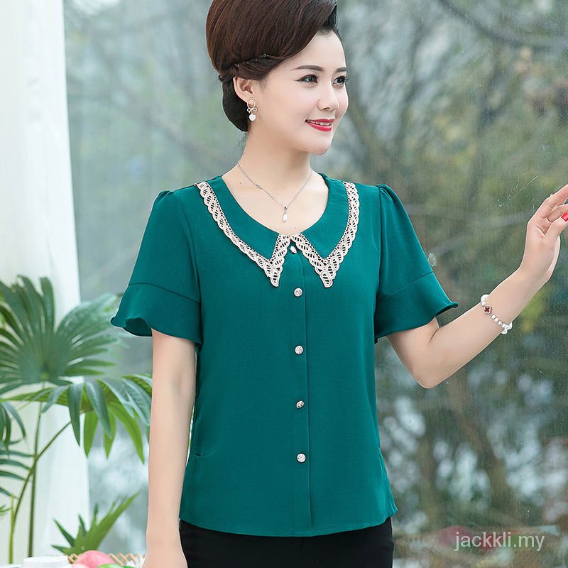 Áo Sơ Mi Chiffon Tay Ngắn Thời Trang Mùa Hè Cho Nữ 50 Tháng Tuổi