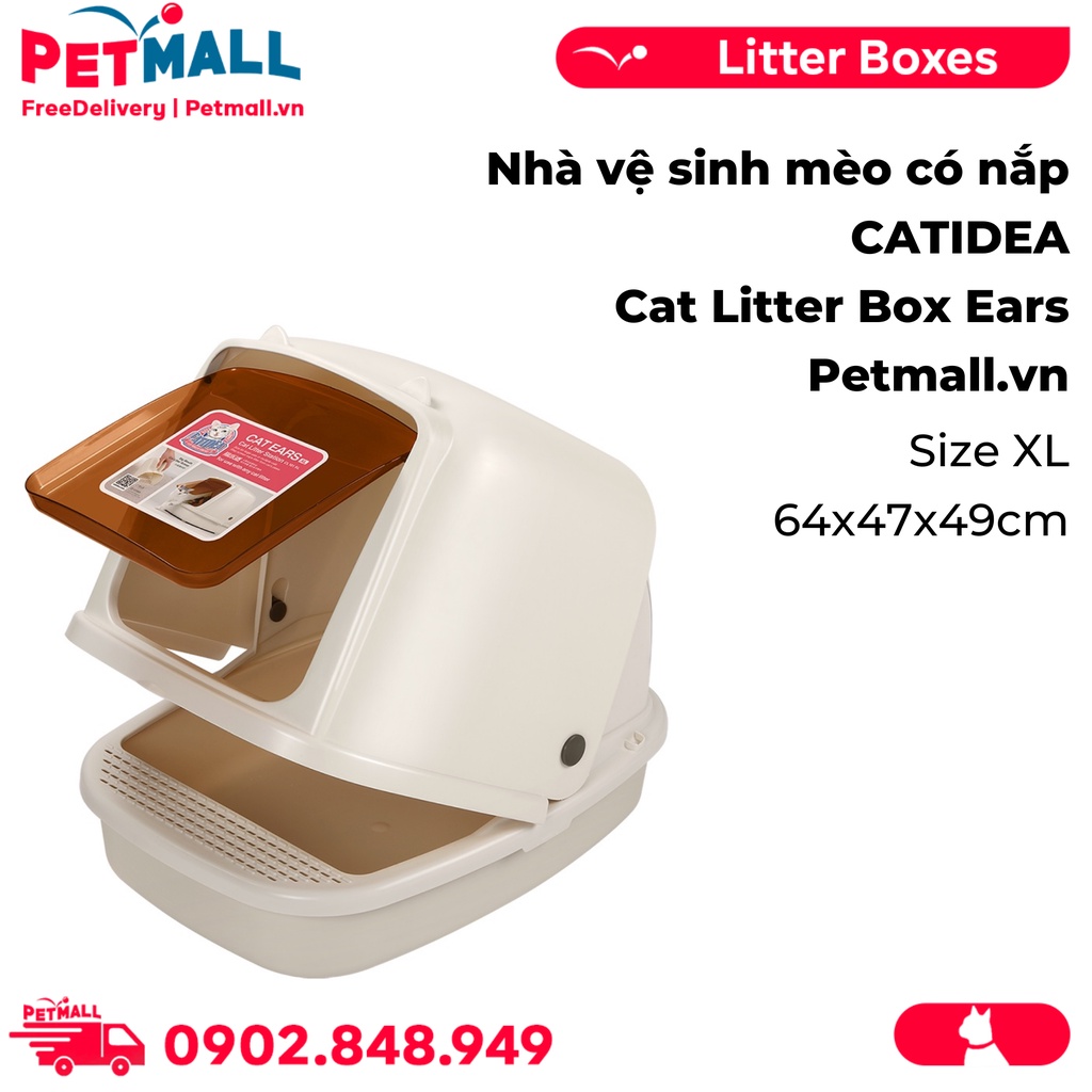 Nhà vệ sinh mèo có nắp CATIDEA Cat Litter Box Ears Size XL