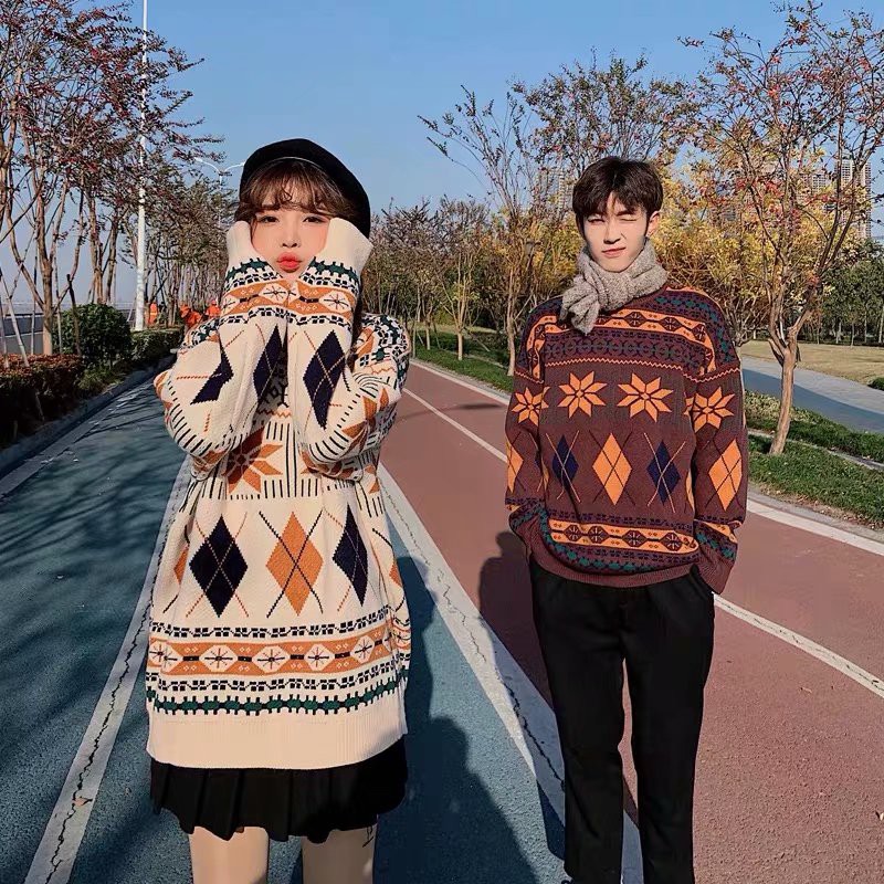 Áo sweater dáng rộng phong cách thu đông Nhật Hàn độc đáo mới