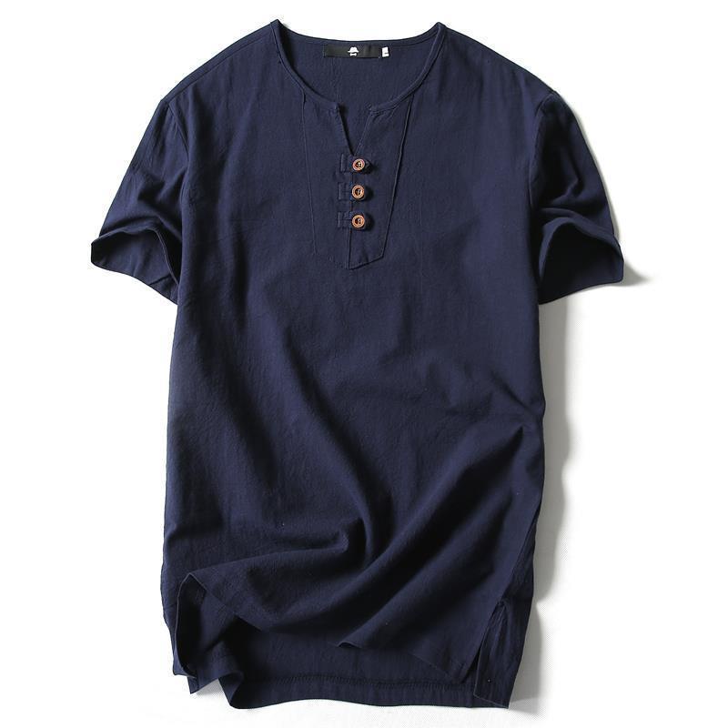 Áo Thun Cotton Cổ Chữ V Tay Lửng Dáng Rộng Thời Trang Mùa Hè Cho Nam 2022