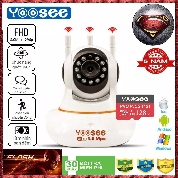 Camera wifi yoosee 3 râu chuẩn 3.0 FULL HD 1296p siêu nét Xoay 360 độ Đàm thoại Xem đêm HOT nhất 2021 BH 5 Năm | BigBuy360 - bigbuy360.vn