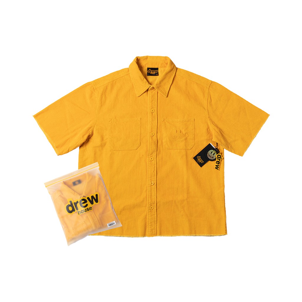 ⚡️[BEST QUALITY] -  Áo sơ mi Justin Bieber DREW HOUSE SS CORDUROY SHIRT - YELLOW Mirror Quality, áo sơ mi drew house