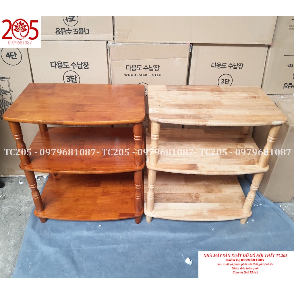 Kệ tivi Gỗ cao su 3 tầng, 4 tầng - NỘI THẤT TC205 - có nhiều kích thước