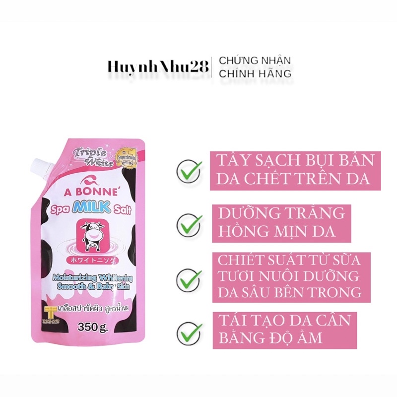Muối tắm sữa bò tẩy tế bào chết A Bonne Spa Milk Salt 350g - có vòi