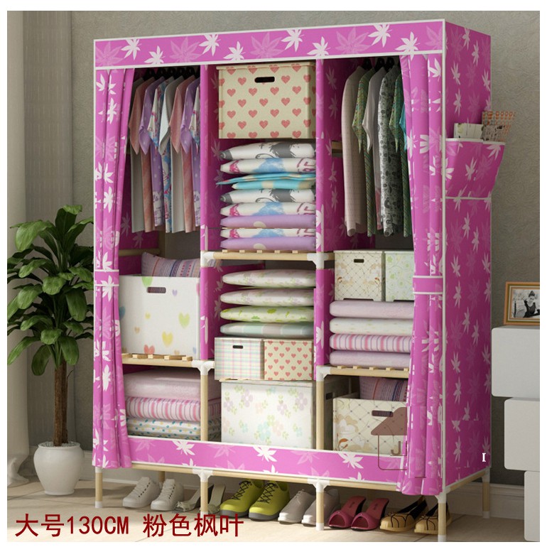 tủ vải KHUNG GỖ 3 BUỒNG 170X130X40 cm