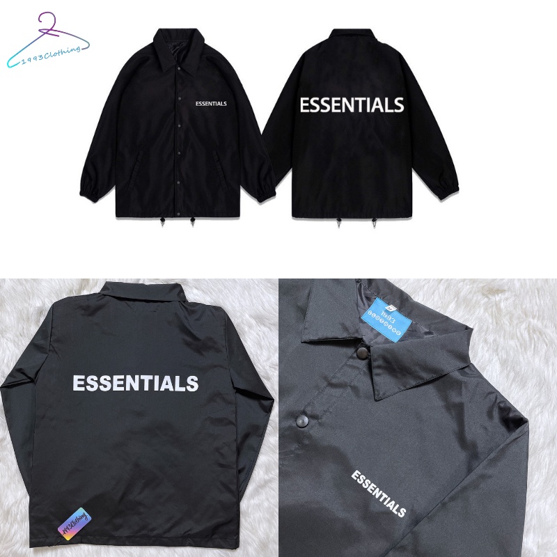 ÁO KHOÁC KAKI NÚT BẤM/ ÁO JACKET ĐEN IN HÌNH ESS.ENTIALS.FREESHIP,LOCAL BRAND HÀNG VNXK 2 LỚP CHÓNG NẮNG,1993CLOTHINGG