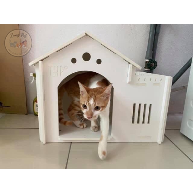 [2 loại gỗ và nhựa] Nhà chó mèo cao cấp cho bé size M (4-7kg) chống nước, chống ẩm mốc, mối mọt, dễ lau chùi