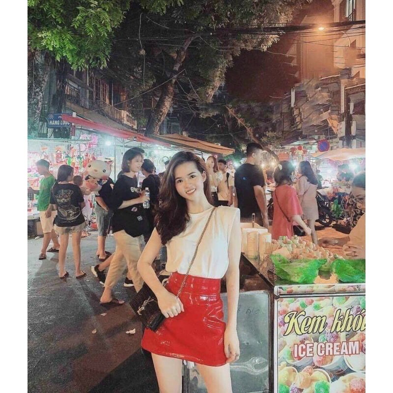 Chân váy da bóng cạp cao QC hot hit | BigBuy360 - bigbuy360.vn