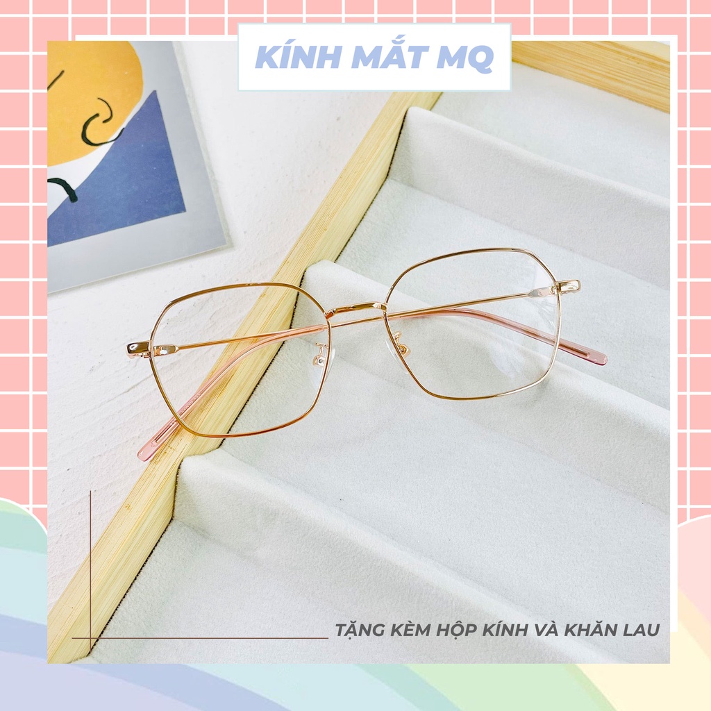 Gọng kính nam nữ, kim loại mảnh nhẹ dáng đa giác 72328 Siêu hot 2023 - Kính Mắt Five Minutes