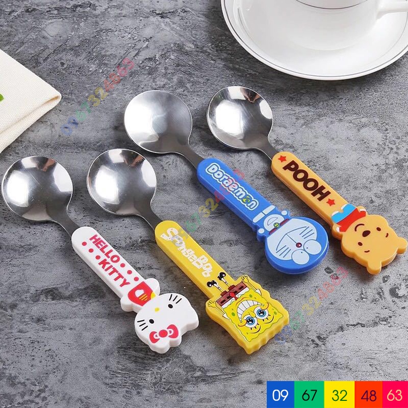 Set thìa đũa inox ăn dặm hoạt hình cho bé